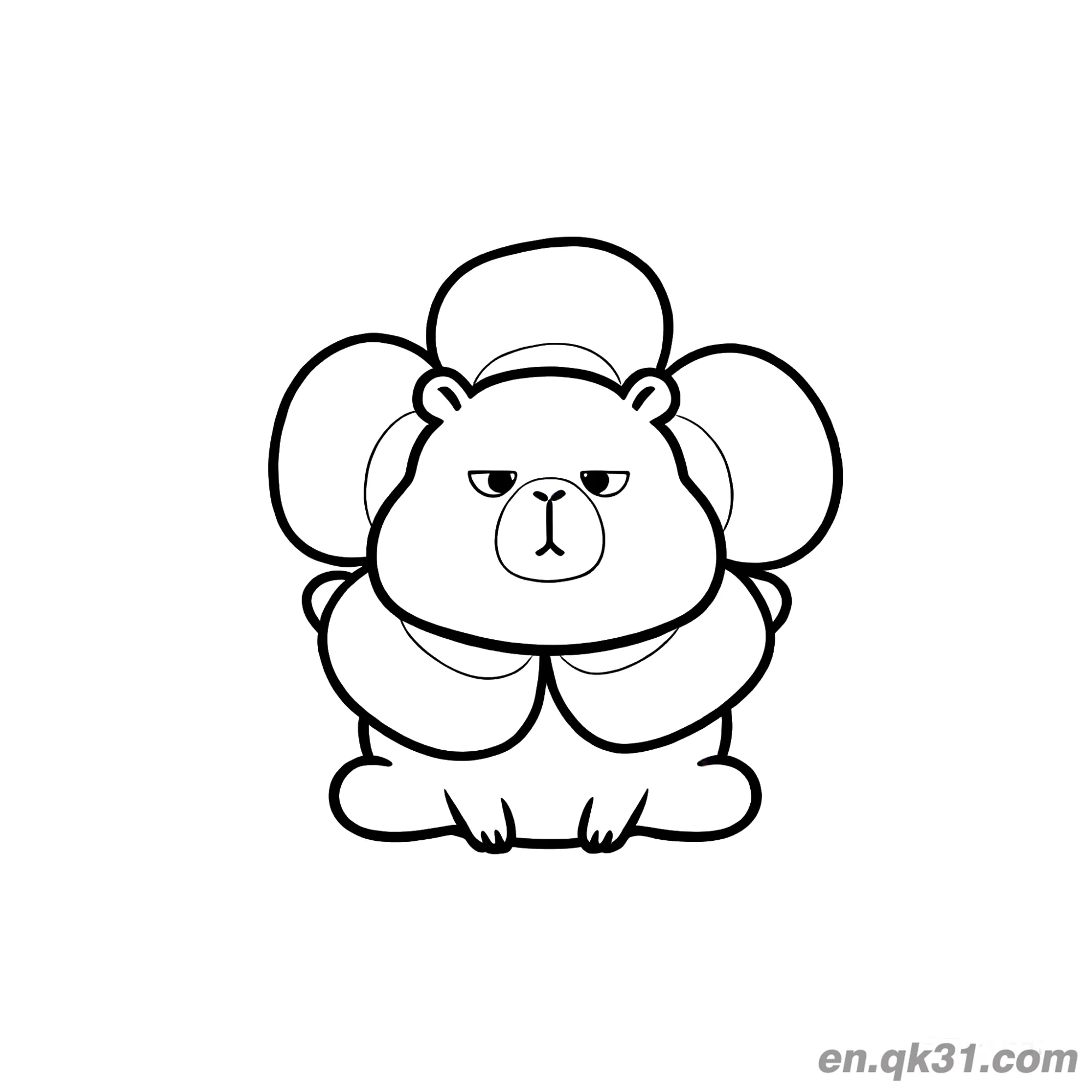 Flower Shaped Grumpy Capybara Coloring Page – Free Printable Coloring Page for Kids and Adults