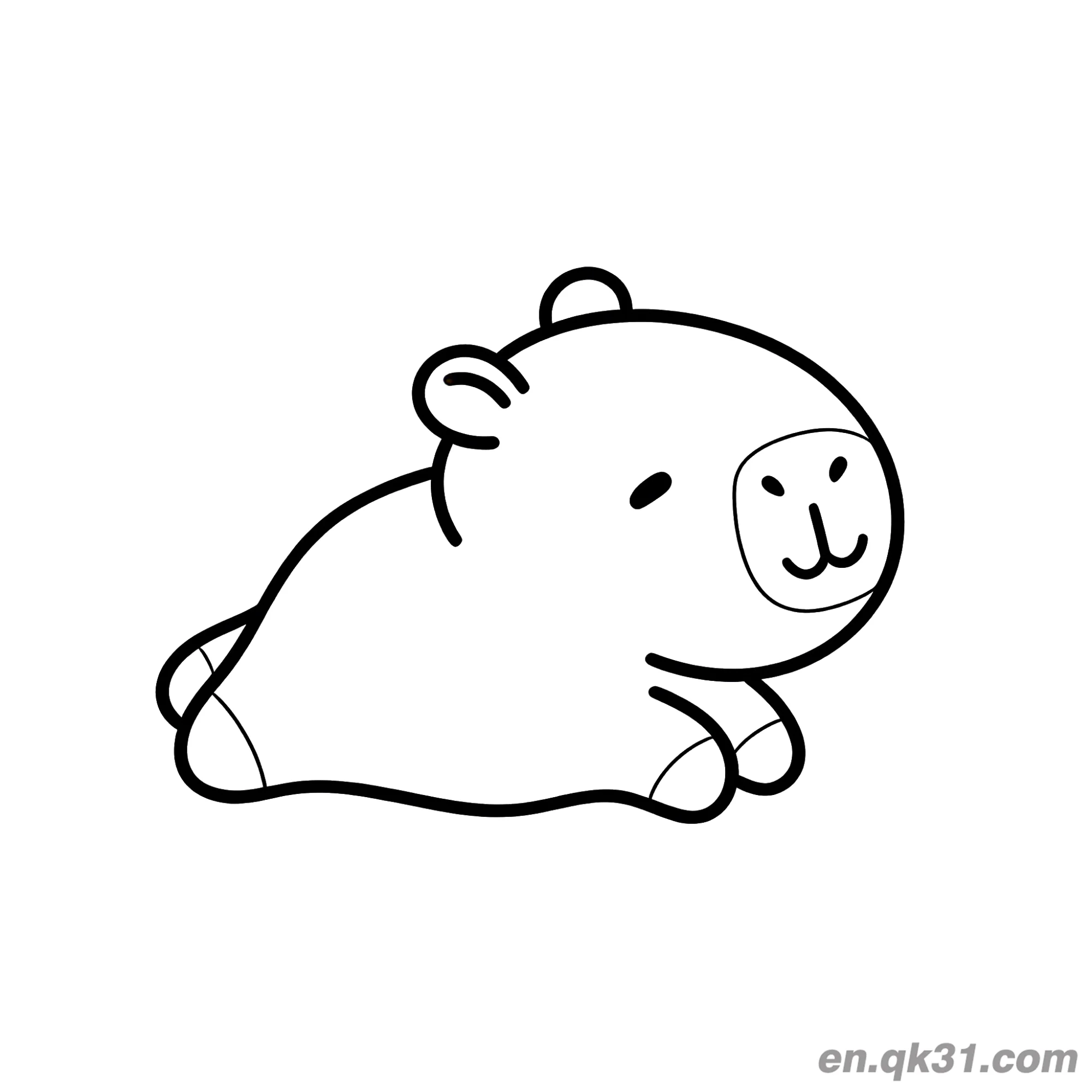 Lying Relaxed Capybara Coloring Page – Free Printable Coloring Page for Kids and Adults