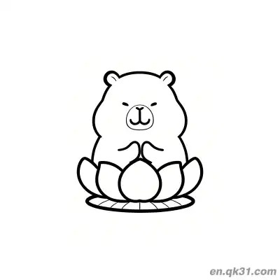 Free printable Meditating Capybara on Lotus Coloring Page coloring page