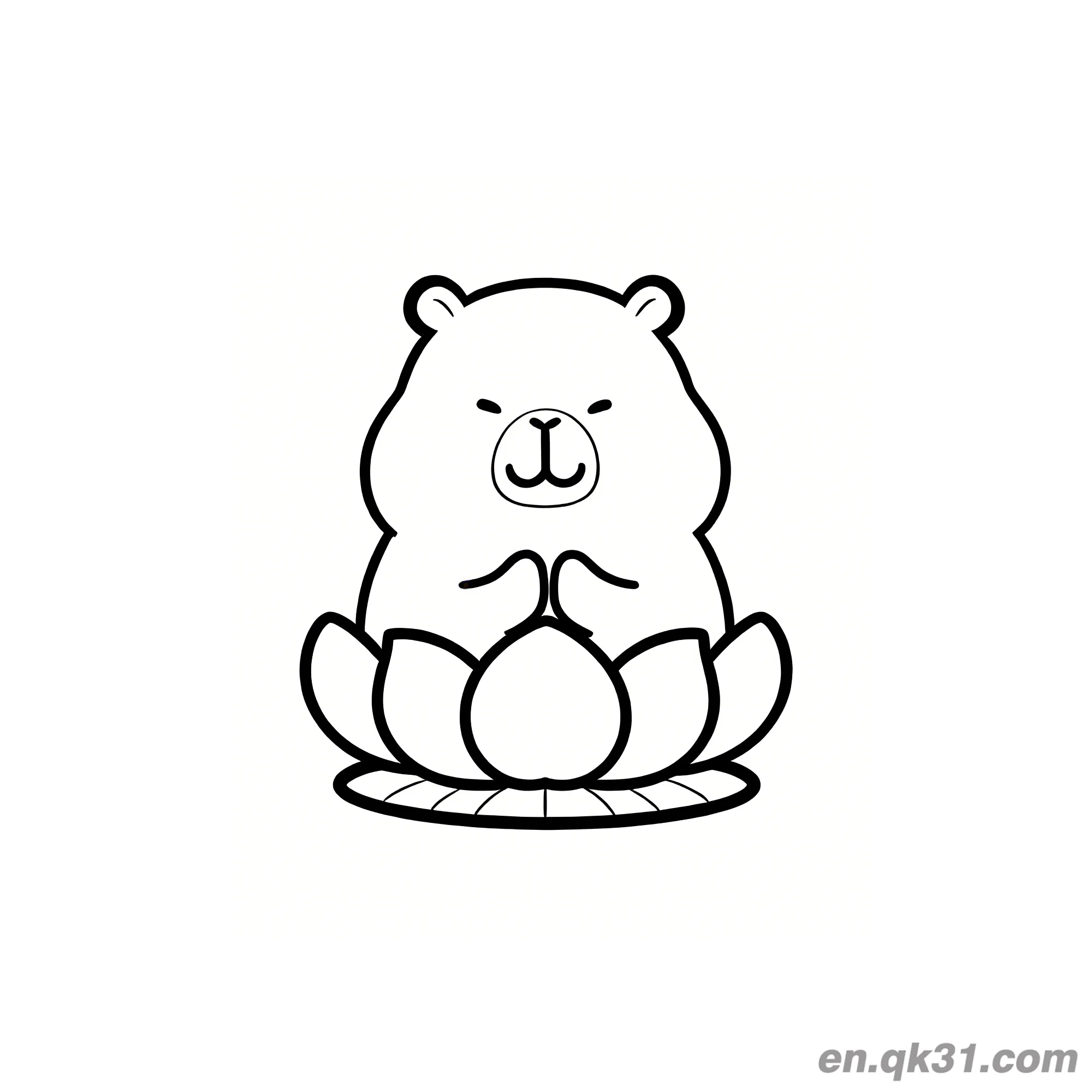 Meditating Capybara on Lotus Coloring Page – Free Printable Coloring Page for Kids and Adults