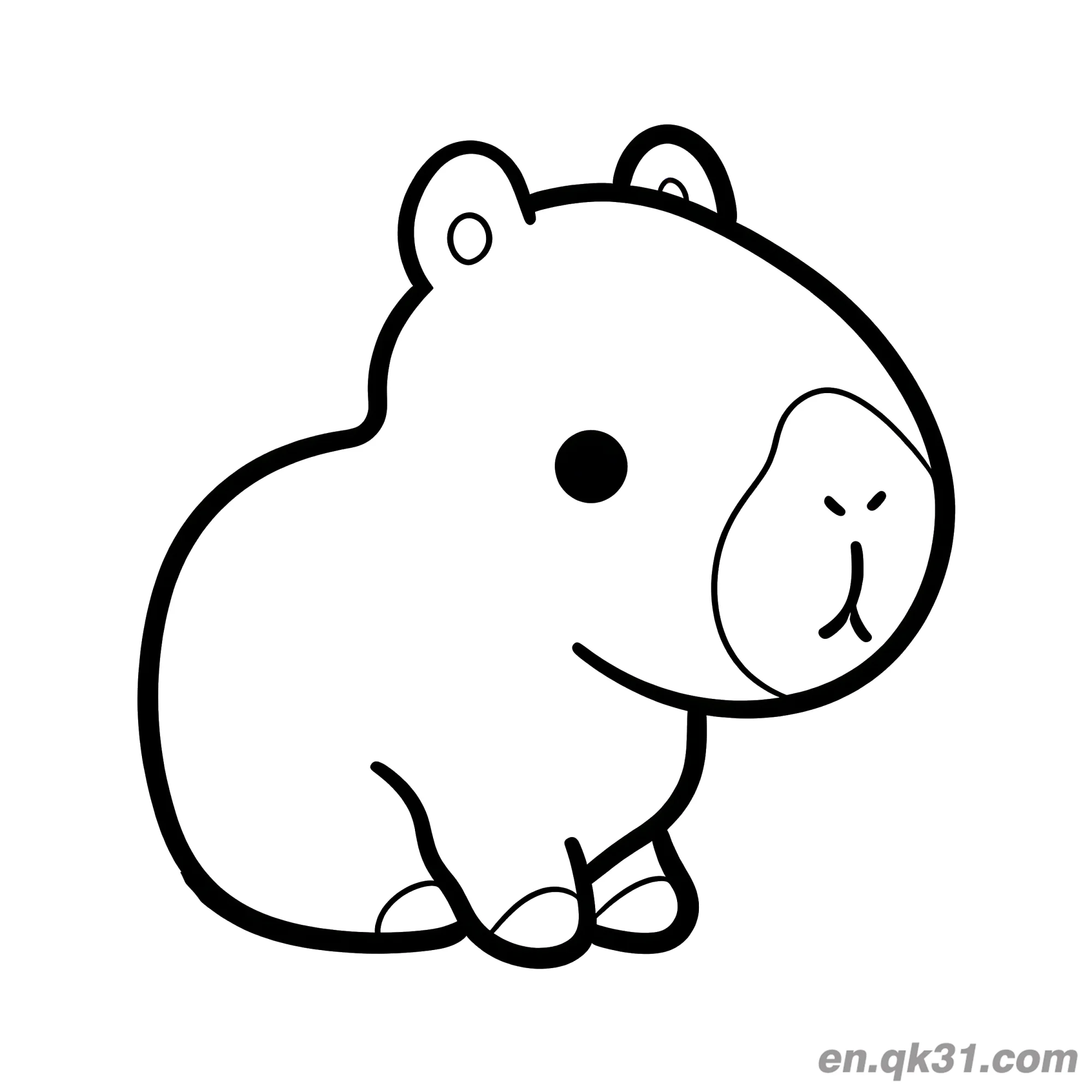 Minimalist Sitting Capybara Coloring Page – Free Printable Coloring Page for Kids and Adults
