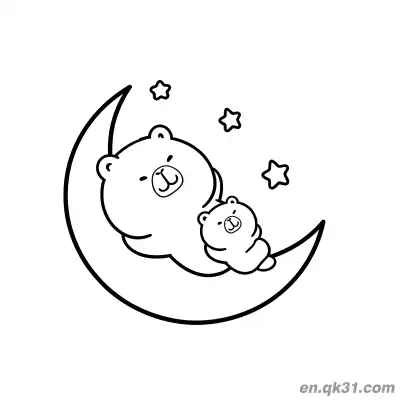 Free printable Mother and Baby Capybara on Moon Coloring Page coloring page