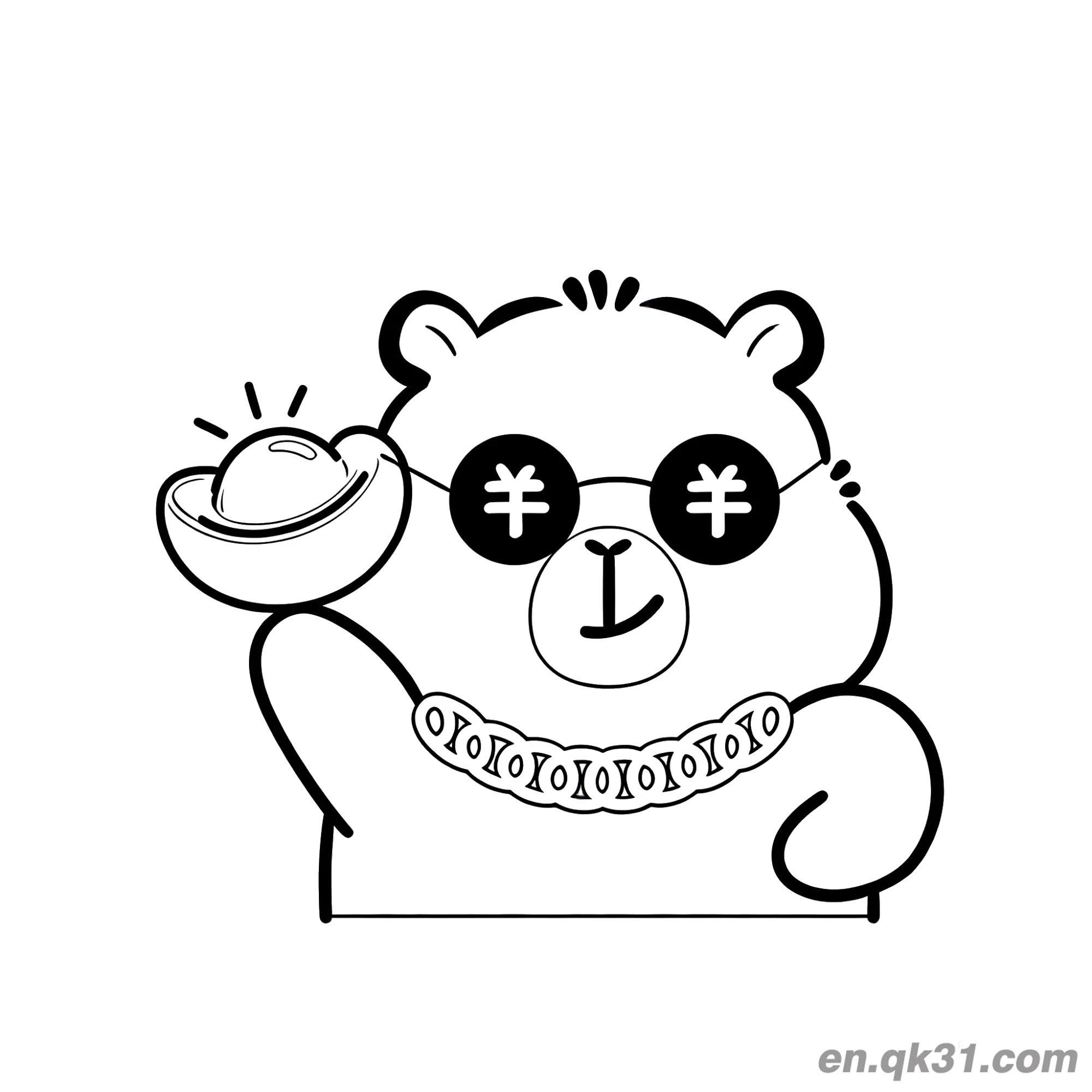 Rich Capybara with Glasses and Ingot Coloring Page – Free Printable Coloring Page for Kids and Adults