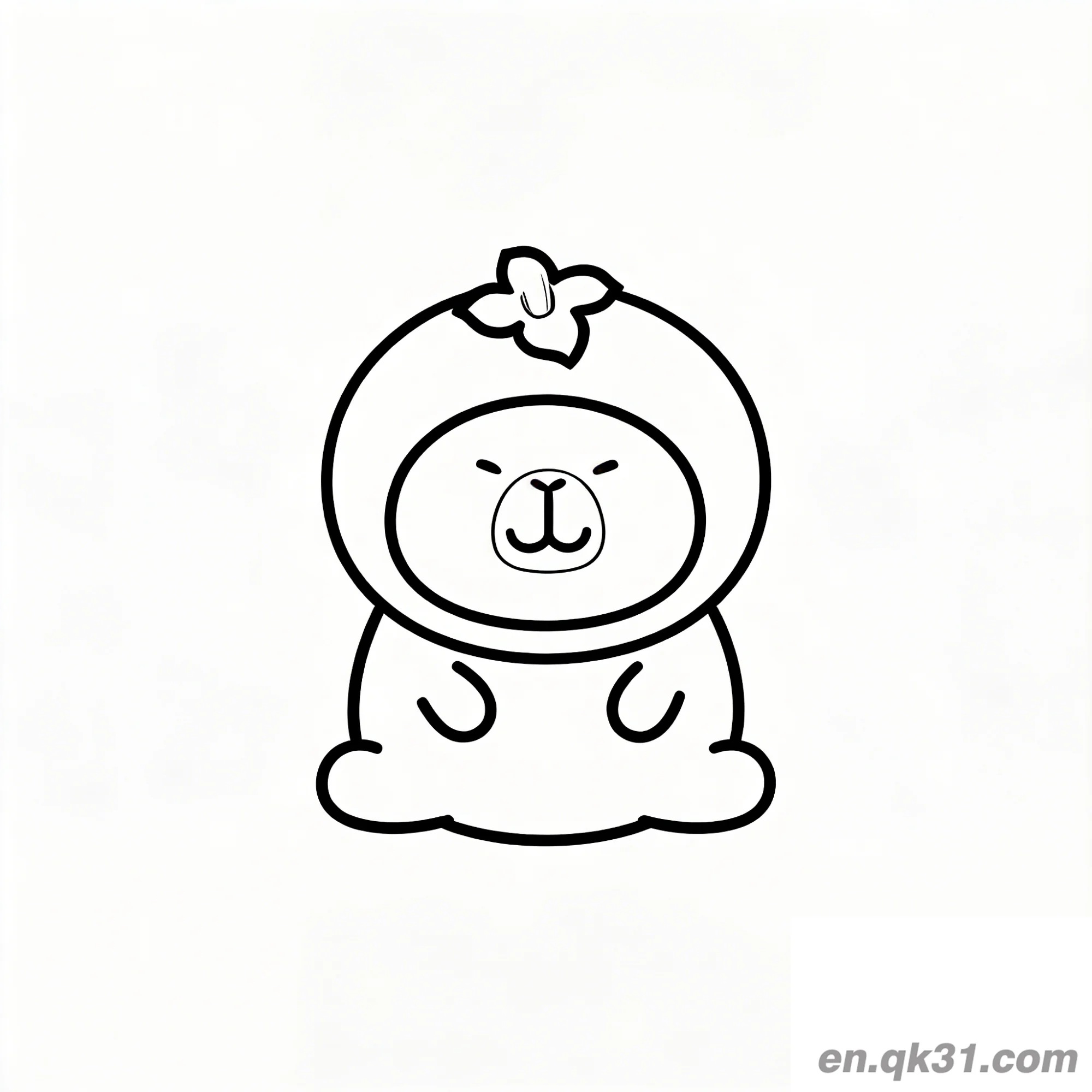 Round Capybara in Orange Hoodie Coloring Page – Free Printable Coloring Page for Kids and Adults