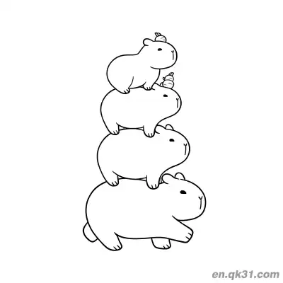 Free printable Stacked Capybaras Coloring Page coloring page