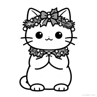 Free printable Christmas Cat 2 Coloring Page - Free PDF Printable Cute Cat Coloring Sheets coloring page