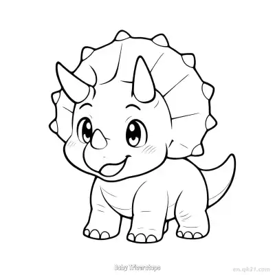 Free printable Baby Triceratops  Coloring Page - Free PDF Printable Dinosaurs Coloring Sheets coloring page