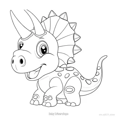 Free printable Baby Triceratops 2 Coloring Page - Free PDF Printable Dinosaurs Coloring Sheets coloring page