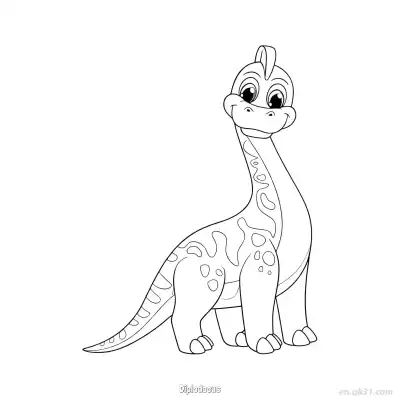 Free printable Diplodocus  Coloring Page - Free PDF Printable Dinosaurs Coloring Sheets coloring page