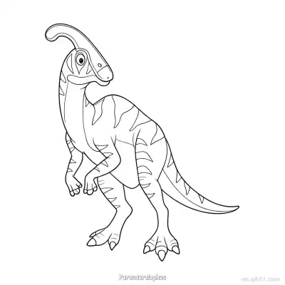 Free printable Parasaurolophus 3 Coloring Page - Free PDF Printable Dinosaurs Coloring Sheets coloring page