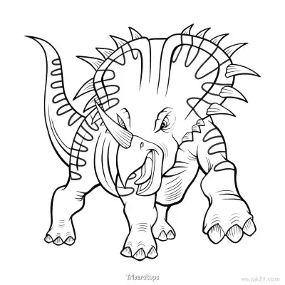Free printable Triceratops 4 Coloring Page - Free PDF Printable Dinosaurs Coloring Sheets coloring page