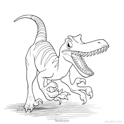 Free printable Velociraptor  Coloring Page - Free PDF Printable Dinosaurs Coloring Sheets coloring page