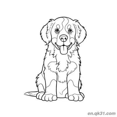 Free printable Adorable Sitting Bernese Mountain Puppy Coloring Page coloring page