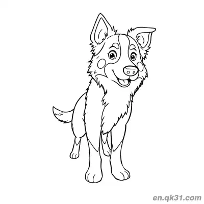 Free printable Cartoon Smiling Border Collie Bernese Mountain Dog Style Coloring Page coloring page