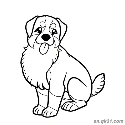 Free printable Cute Sitting Bernese Mountain Dog with Tongue Out Coloring Page coloring page