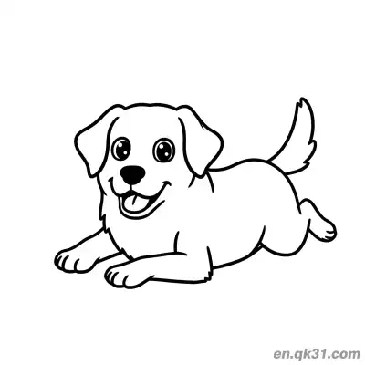 Free printable Cartoon Running Golden Retriever Puppy Coloring Page coloring page