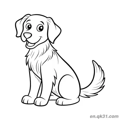 Free printable Cartoon Sitting Golden Retriever Coloring Page coloring page