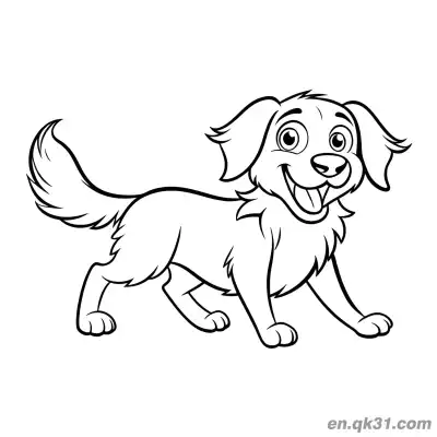 Free printable Cartoon Smiling Golden Retriever Coloring Page coloring page
