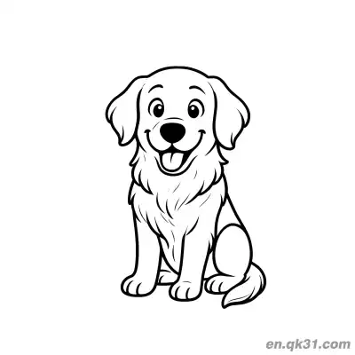 Free printable Cartoon Smiling Golden Retriever Puppy with Round Face Coloring Page coloring page
