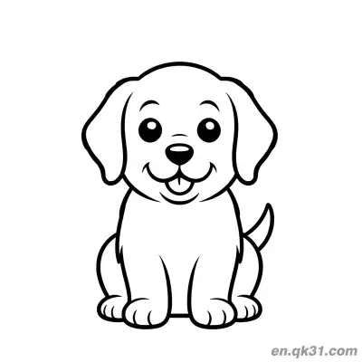 Free printable Chibi Sitting Golden Retriever Puppy Simple Line Art Coloring Page coloring page
