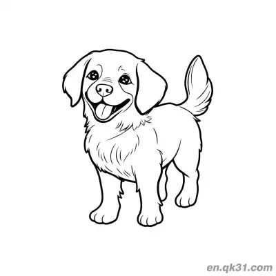 Free printable Cute Golden Retriever Puppy with Round Eyes Kawaii Coloring Page coloring page