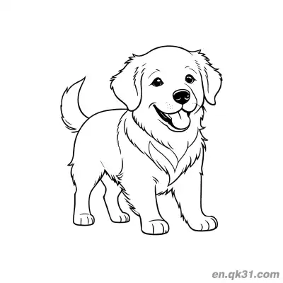 Free printable Cute Standing Golden Retriever Puppy Coloring Page coloring page