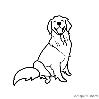 Free printable Happy Golden Retriever with Tongue Out Coloring Page coloring page