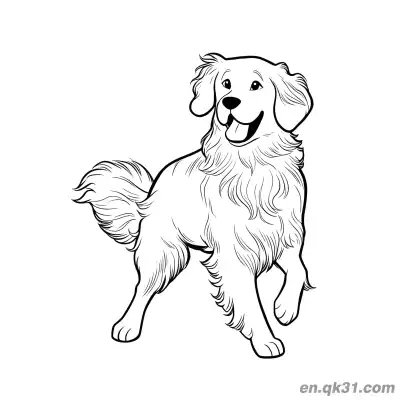 Free printable Playful Stepping Golden Retriever Dynamic Fur Style Coloring Page coloring page