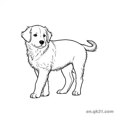 Free printable Realistic Golden Retriever Puppy with Natural Texture Coloring Page coloring page