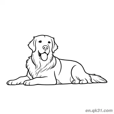Free printable Realistic Lying Golden Retriever Coloring Page coloring page