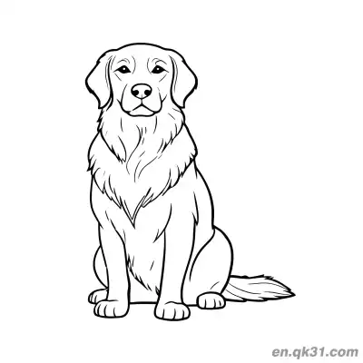 Free printable Serious Sitting Golden Retriever Realistic Detail Coloring Page coloring page