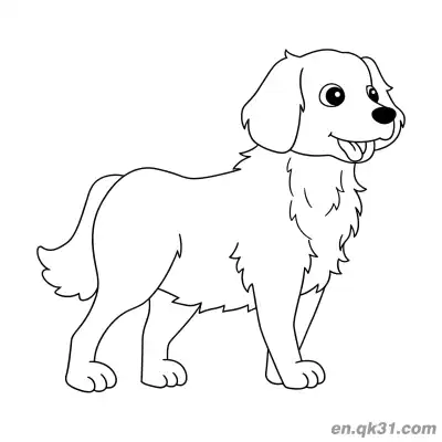 Free printable Side View Golden Retriever Puppy Cartoon Fluffy Coloring Page coloring page