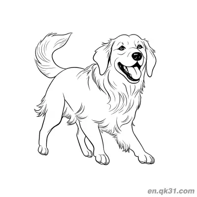 Free printable Walking Smiling Golden Retriever Cozy Style Coloring Page coloring page