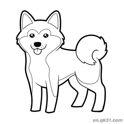 Free printable Cartoon Shiba Inu Tongue Out Smiling Coloring Page for Toddlers coloring page