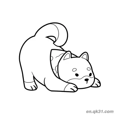 Free printable Chibi Shiba Inu Stretching Coloring Page Easy to Color coloring page