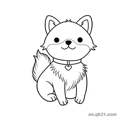 Free printable Cute Pomeranian with Heart Collar Coloring Page for Kids coloring page