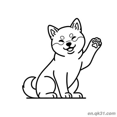 Free printable Cute Shiba Inu Waving Paw Coloring Page Friendly Design coloring page