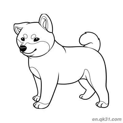 Free printable Gentle Shiba Inu Side Glancing Standing Coloring Page Calm coloring page
