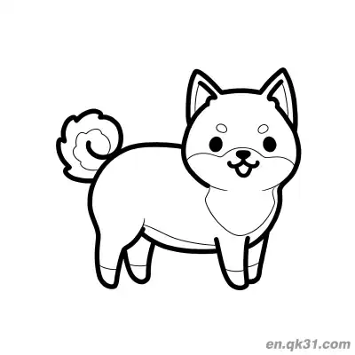 Free printable Round Chibi Shiba Inu with Cloud Tail Coloring Page coloring page