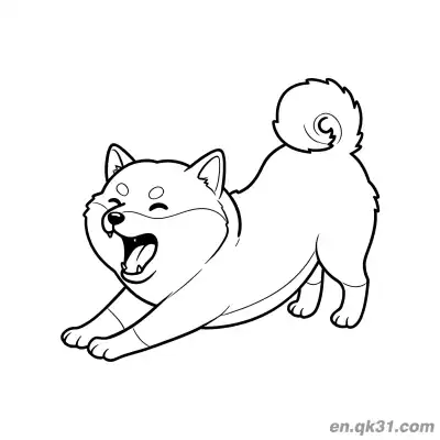 Free printable Shiba Inu Stretching Yawning Coloring Page Sleepy Design coloring page