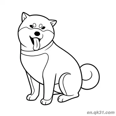 Free printable Shiba Inu Tongue Out Smiling Sitting Coloring Page Printable coloring page