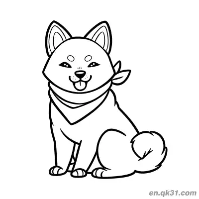 Free printable Shiba Inu with Patterned Bandana Coloring Page Trendy coloring page