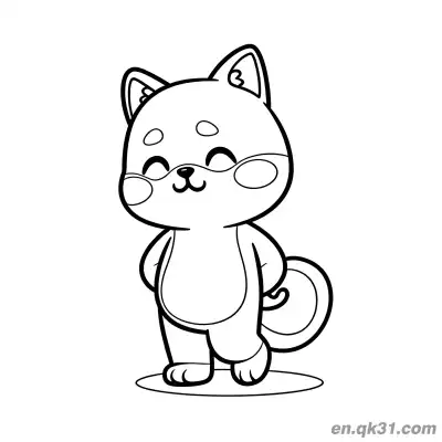 Free printable Shy Chibi Shiba Inu Hands on Hips Coloring Page Adorable coloring page
