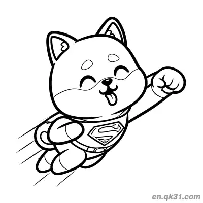 Free printable Superhero Chibi Shiba Inu Coloring Page for Boys and Girls coloring page