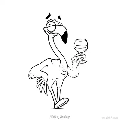Free printable Drinking Flamingo  Coloring Page - Free PDF Printable Flamingo Coloring Sheets coloring page