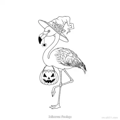 Free printable Halloween Flamingo  Coloring Page - Free PDF Printable Flamingo Coloring Sheets coloring page