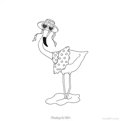 Free printable Flamingo in Skirt  Coloring Page - Free PDF Printable Flamingo Coloring Sheets coloring page