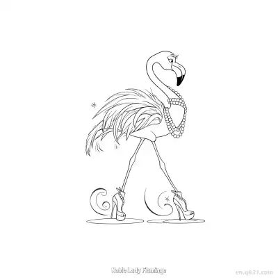 Free printable Noble Lady Flamingo 2 Coloring Page - Free PDF Printable Flamingo Coloring Sheets coloring page
