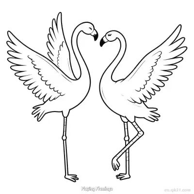Free printable Playing Flamingo  Coloring Page - Free PDF Printable Flamingo Coloring Sheets coloring page