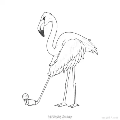 Free printable Golf Playing Flamingo  Coloring Page - Free PDF Printable Flamingo Coloring Sheets coloring page